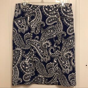 Navy & White Michael Kors Paisley Skirt